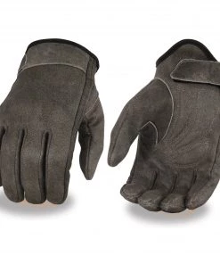 Milwaukee Leather MG7511 Men's 'Gel Palm' Distressed Gray Leather Gloves