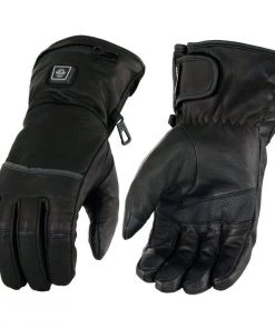 Milwaukee Leather MG7513SET Men's Black ‘Heated’ Gauntlet Waterproof Gloves With I-Touch (Battery Pack Included) Riding Gear