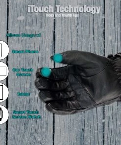 Riding Gear Milwaukee Leather MG7513 Men's Black ‘Heated’ Gauntlet Waterproof Gloves With I-Touch