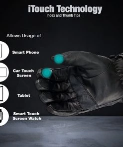 Heated Jackets Milwaukee Leather MG7713SET Women's Black'Heated' Leather Waterproof Gauntlet Gloves With I-Touch (Battery Pack Included)