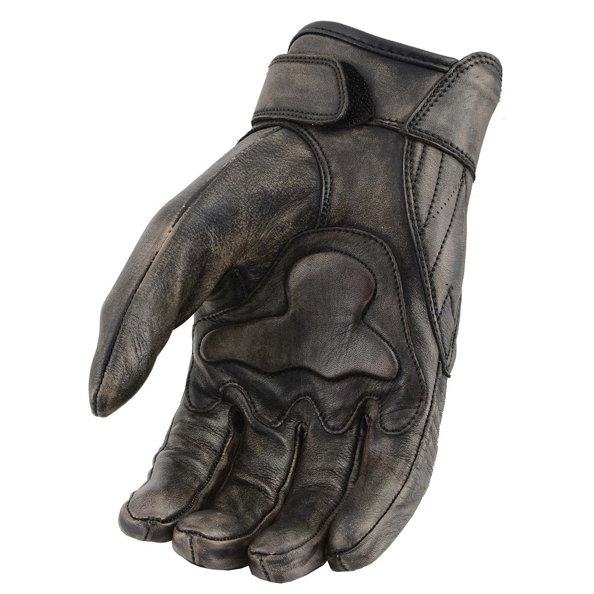 Milwaukee Leather MG7514 Men's Distressed Brown Leather Gloves With Gel Palm And Knuckle Protectors