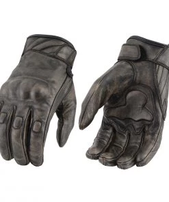 Milwaukee Leather MG7514 Men's Distressed Brown Leather Gloves With Gel Palm And Knuckle Protectors