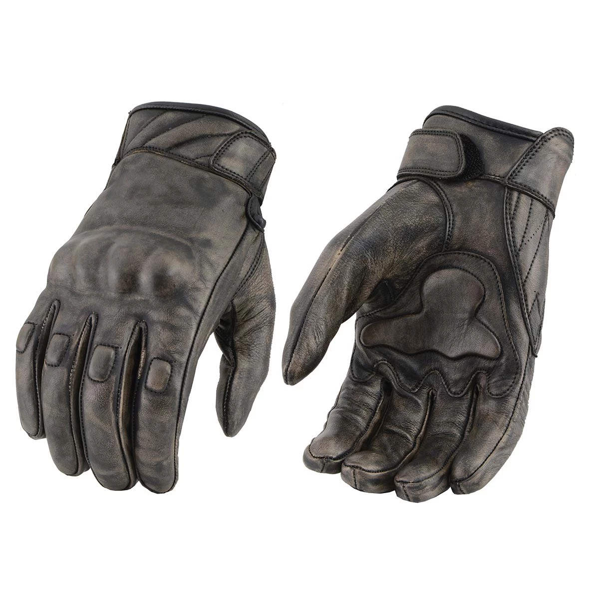 Milwaukee Leather MG7514 Men's Distressed Brown Leather Gloves With Gel Palm And Knuckle Protectors