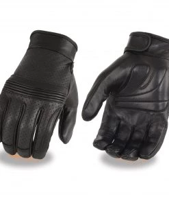 Milwaukee Leather MG7516 Men's Black 'i-Touch Screen' Premium Perforated Leather Gloves With Flex Knuckles Riding Gear