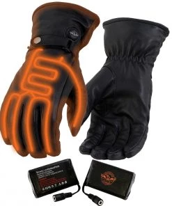 Milwaukee Leather MG7519SET Men’s Black Heated ‘Fashion Gloves’ With I-Touch Technology (Rechargeable Battery Pack Included)