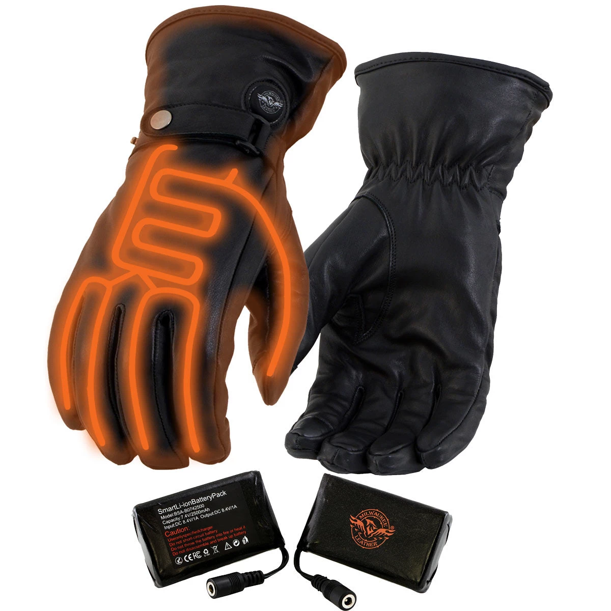 Milwaukee Leather MG7519SET Men’s Black Heated ‘Fashion Gloves’ With I-Touch Technology (Rechargeable Battery Pack Included)