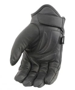 Milwaukee Leather MG7522 Men’s Black Leather Waterproof Cruiser Gloves With Gel Palm Riding Gear
