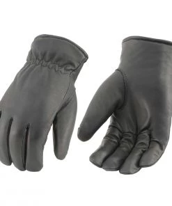 Milwaukee Leather MG7523 Men’s Black Leather Waterproof Cruiser Gloves With Gel Palm