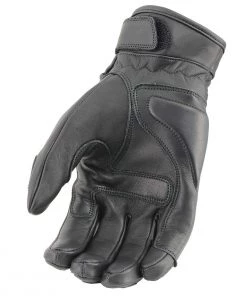 Riding Gear Milwaukee Leather MG7526 Men’s Black Leather Perforated Racer Gloves With Gel Palm