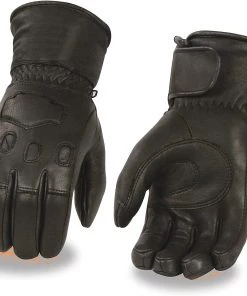 Riding Gear Milwaukee Leather MG7534 Men's Black Deerskin Gauntlet Gloves With Cinch Wrist