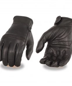 Milwaukee Leather MG7535 Men's Black 'Flex Knuckles' Premium Leather Riding Gloves With Gel Palm Riding Gear