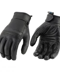 Cool-Tec Gloves Milwaukee Leather MG7536 Men’s Black 'Cool-Tec' Leather Riding Gloves With Flex Knuckles
