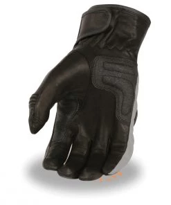 Riding Gear Milwaukee Leather MG7540 Men's'Hard Knuckles' Black Leather Racer Gloves With Elasticized Fingers