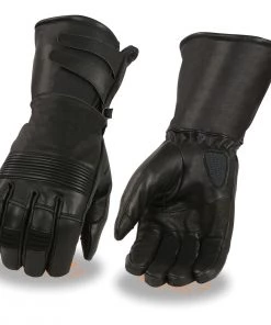 Milwaukee Leather MG7550 Men's Black Thermal Lined Gauntlet Gloves With Extra Long Cuff Riding Gear