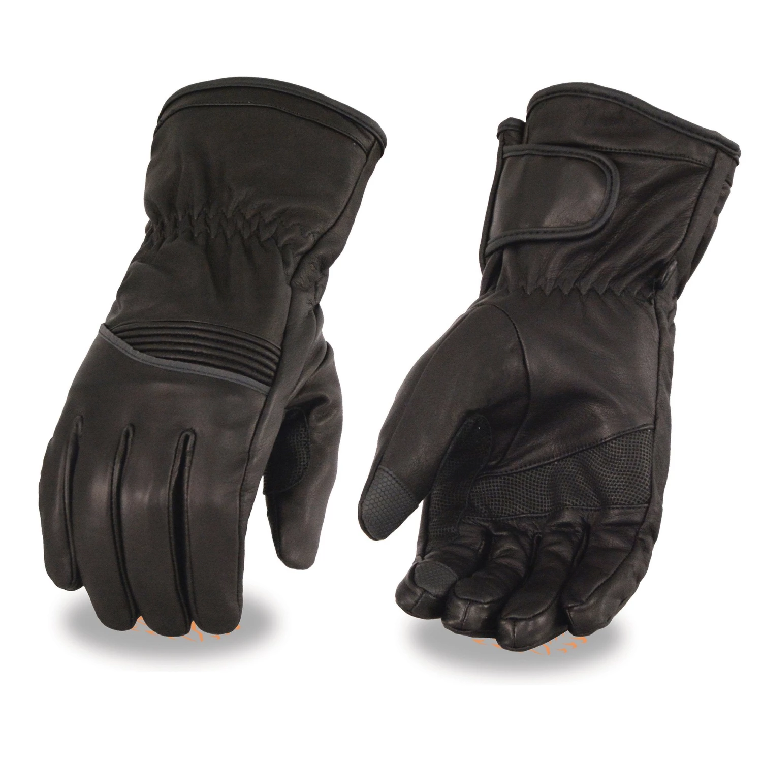 Riding Gear Milwaukee Leather MG7551 Men's Black 'i-Touch Screen' Waterproof Leather Gauntlet Gloves With Flex Knuckles