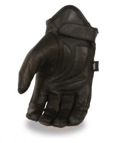 Riding Gear Milwaukee Leather MG7570 Men's ‘Reflective Skull’ Black Leather Gloves With Gel Palm
