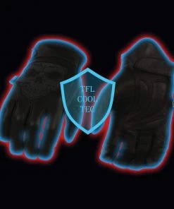 Milwaukee Leather MG7571 Men’s Black'Cool-Tec' Leather ‘Reflective Skull’ Riding Gloves