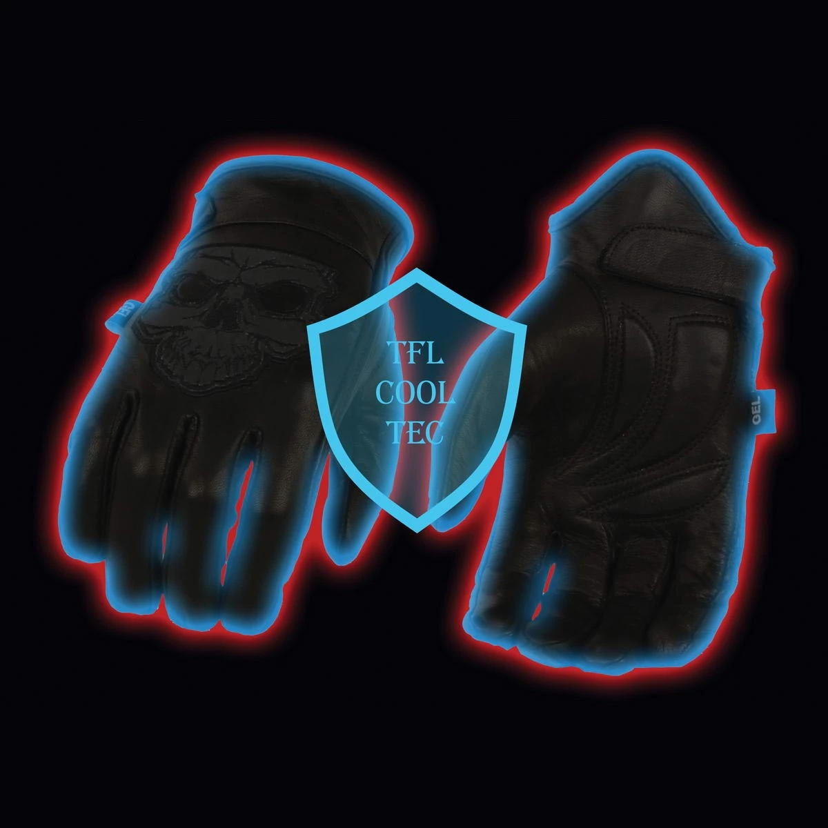 Milwaukee Leather MG7571 Men’s Black 'Cool-Tec' Leather ‘Reflective Skull’ Riding Gloves