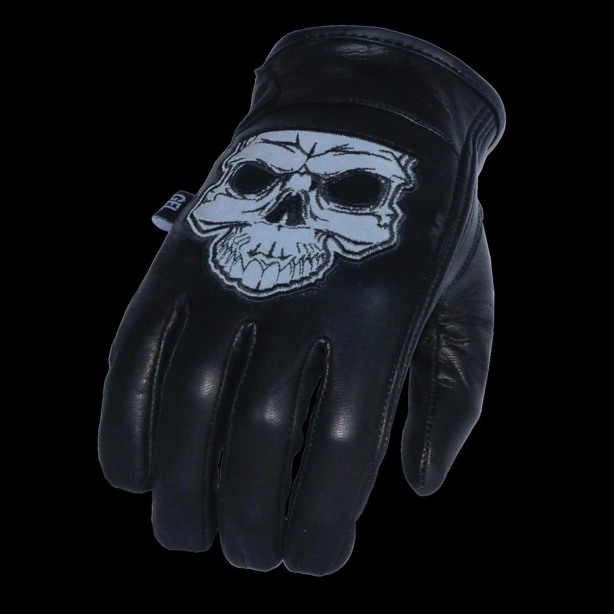 Milwaukee Leather MG7571 Men’s Black 'Cool-Tec' Leather ‘Reflective Skull’ Riding Gloves