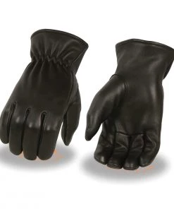 Riding Gear Milwaukee Leather MG7595 Men's Black Unlined Deerskin Gloves With Cinch Wrist