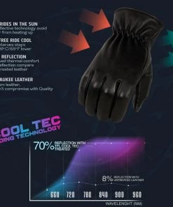 Milwaukee Leather MG7596 Men’s Black ‘Cool-Tec’ Leather ‘Cinch Wrist’ Unlined Deerskin Gloves