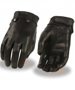Xelement XG7710 Ladies Black Leather 'Driving' Gloves With Perforated Fingers Riding Gear