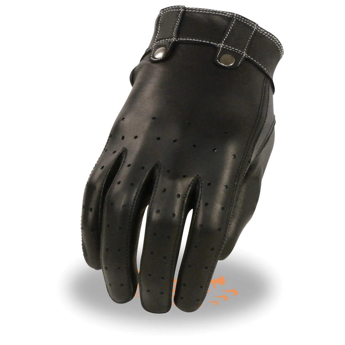 Xelement XG7710 Ladies Black Leather 'Driving' Gloves With Perforated Fingers Riding Gear