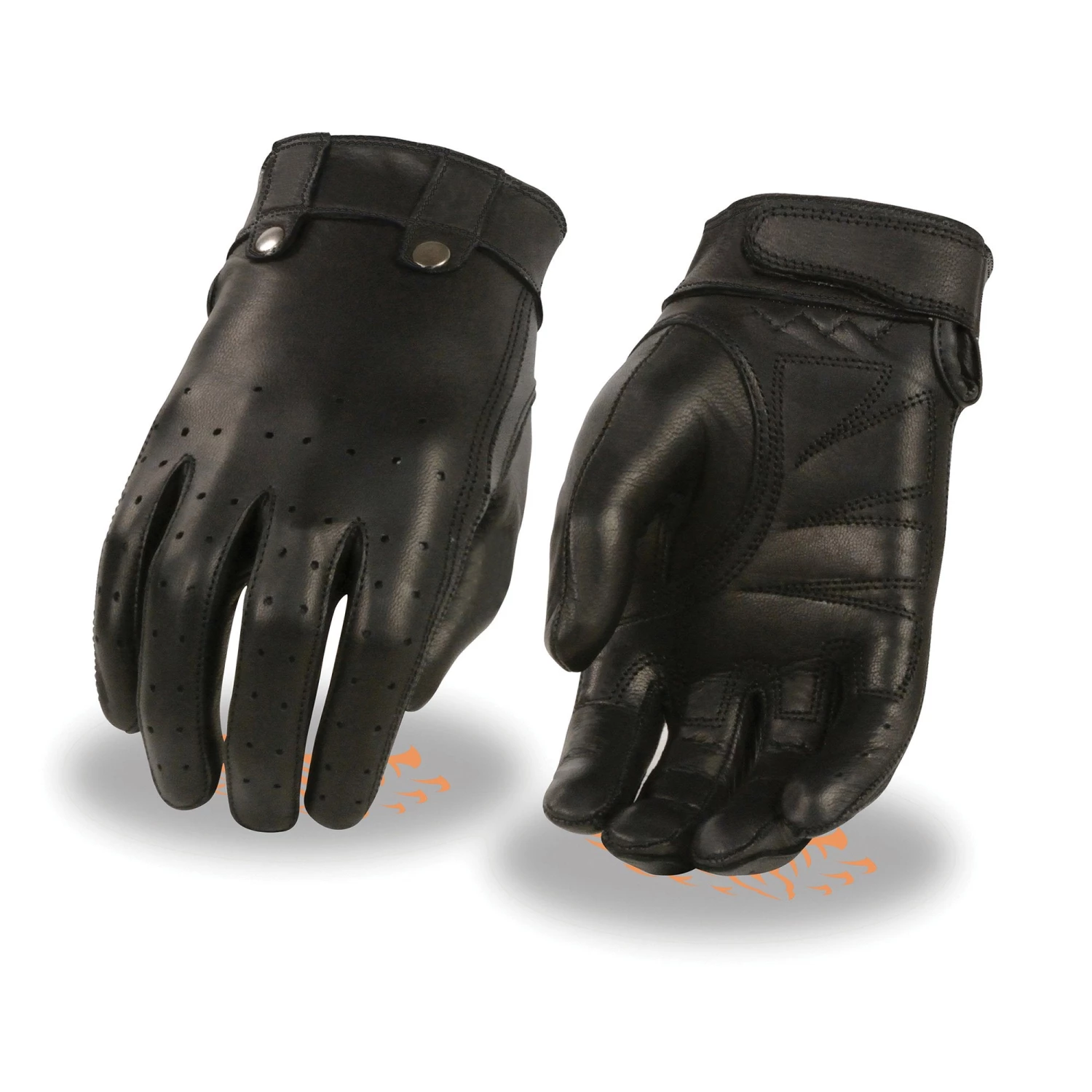 Xelement XG7710 Ladies Black Leather 'Driving' Gloves With Perforated Fingers Riding Gear