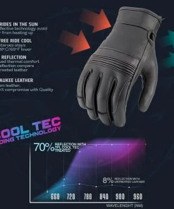 Milwaukee Leather MG7736 Women's Black 'Cool-Tec' Leather Riding Gloves Cool-Tec Gloves