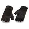 Milwaukee Leather MG7761 Ladies Fingerless Black Leather Gloves With Gel Palms