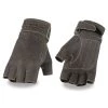 Milwaukee Leather MG7761 Ladies Fingerless Distressed Gray Leather Gloves With Gel Palms Riding Gear