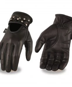 Milwaukee Leather MG7765 Ladies Black Leather Driving Gloves With Gel Palms Riding Gear