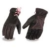 Milwaukee Leather MG7772 Ladies 'Laced Wrist' Black And Fuchsia Leather Riding Gloves With Gel Palms