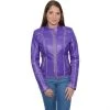 Milwaukee Leather SFL2830 Purple Women's Scuba Style Sheepskin Leather Jacket Leather Motorcycle Jackets