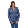 Milwaukee Leather SFL2840 Royal Blue Women's Asymmetrical Studded Sheepskin Leather Jacket Leather Motorcycle Jackets