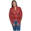 Leather Motorcycle Jackets Milwaukee Leather SFL2840 Red Women's Asymmetrical Studded Sheepskin Leather Jacket