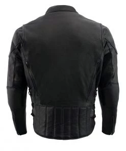 Milwaukee Leather ML1010 Men's Side Lace Vented Black Leather Scooter Jacket Leather Motorcycle Jackets