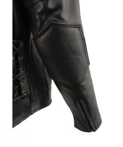 Milwaukee Leather ML1010 Men's Side Lace Vented Black Leather Scooter Jacket Leather Motorcycle Jackets