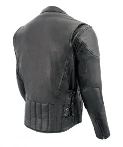 Milwaukee Leather ML1010 Men's Side Lace Vented Black Leather Scooter Jacket Leather Motorcycle Jackets