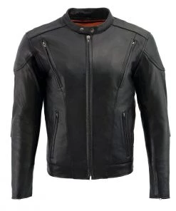 Milwaukee Leather ML1010 Men's Side Lace Vented Black Leather Scooter Jacket Leather Motorcycle Jackets