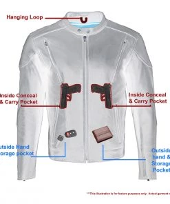 Milwaukee Leather ML1010 Men's Side Lace Vented Black Leather Scooter Jacket Leather Motorcycle Jackets