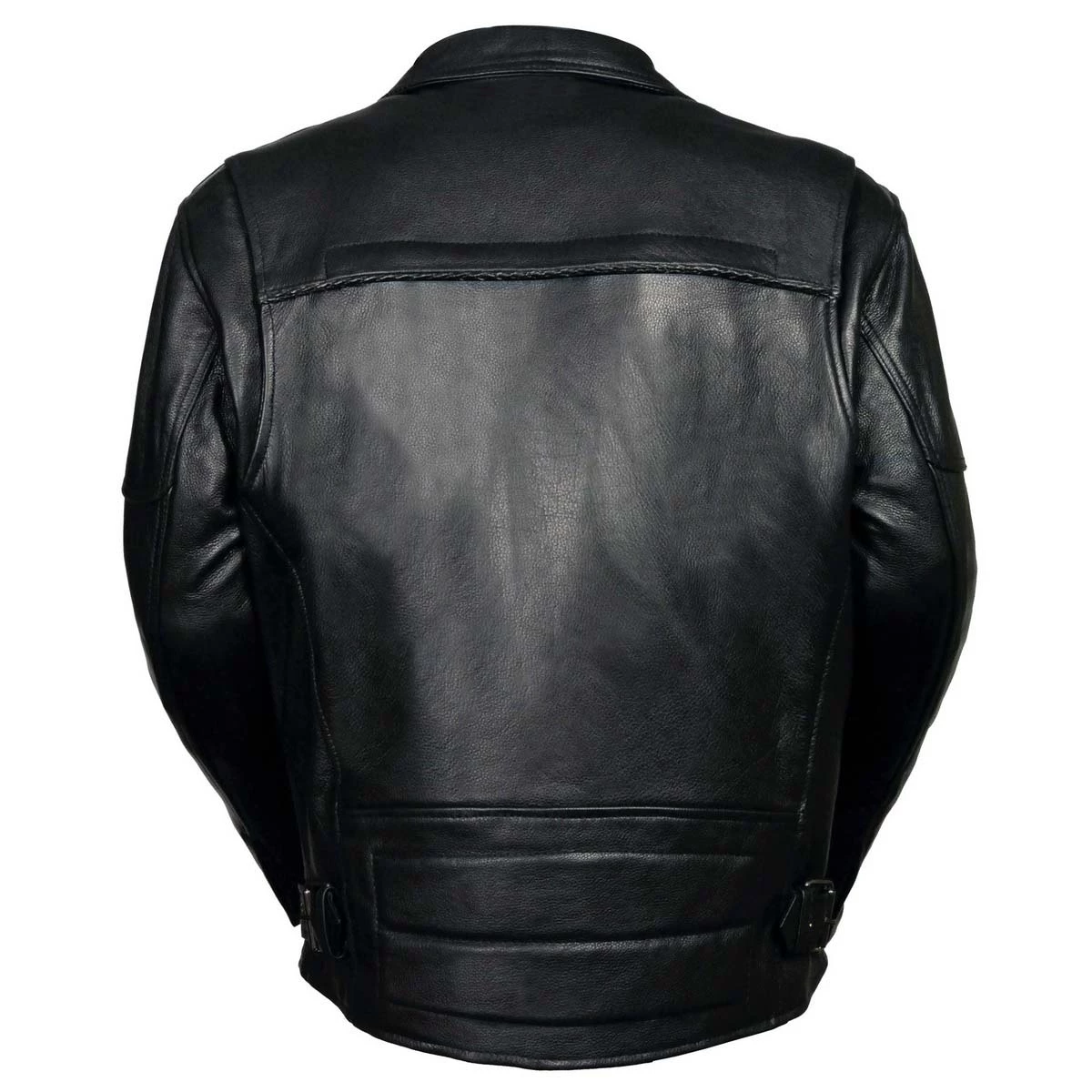 Milwaukee Leather Leather King ML1077 Men’s Black Braided Leather Motorcycle Jacket With Utility Pockets