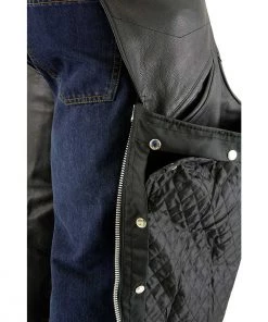 Motorcycle Pants & Chaps Milwaukee Leather ML1103 Men's Black Leather Chaps With Slash Pocket And Thermal Liner