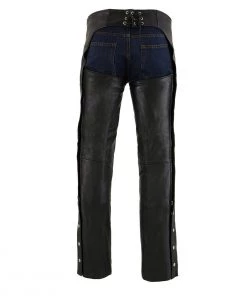 Motorcycle Pants & Chaps Milwaukee Leather ML1103 Men's Black Leather Chaps With Slash Pocket And Thermal Liner