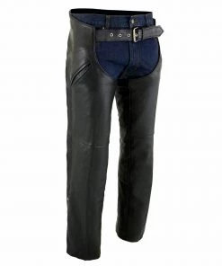 Motorcycle Pants & Chaps Milwaukee Leather ML1103 Men's Black Leather Chaps With Slash Pocket And Thermal Liner