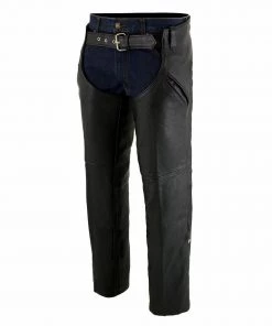 Motorcycle Pants & Chaps Milwaukee Leather ML1103 Men's Black Leather Chaps With Slash Pocket And Thermal Liner