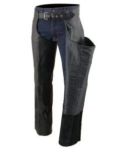 Milwaukee Leather ML1115 Men's Black Fully Lined Naked Cowhide Leather Chaps