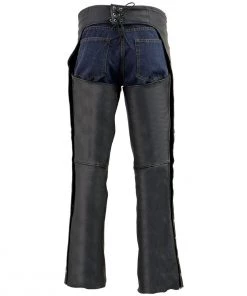 Milwaukee Leather ML1115 Men's Black Fully Lined Naked Cowhide Leather Chaps