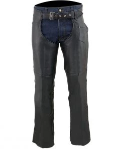 Milwaukee Leather ML1115 Men's Black Fully Lined Naked Cowhide Leather Chaps