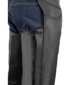 Motorcycle Pants & Chaps Milwaukee Leather ML1125 Men's Classic Black Braided Jean Style Leather Chaps